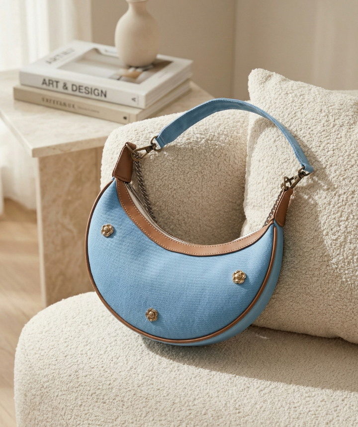 Denim Moon Bag - Image 3